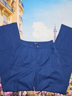 PrettyLittleThing Blue Wide Leg Cargo Trousers Pants Size 4 Tall New